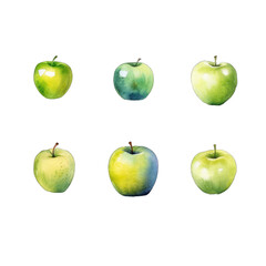 Watercolor Style Cut-off Green Apple Illustration