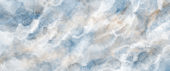 Tropical sea with waves and beach. Vector travel watercolor illustrations with sea beach for cover design, card, flyer, poster, banner and invitation card. Hand drawn summer background. Holiday. Waves