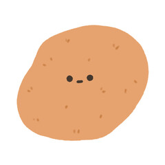 Hand-drawn Cute Potato, Cute fruit character design in doodle style