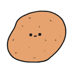 Hand-drawn Cute Potato, Cute fruit character design in doodle style