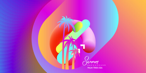 New bright juicy colors fluid shapes eps 10 Summer palms sea party. Flowing and liquid abstract gradient background for banner, poster or book. vector design