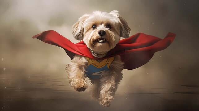 small white dog as Hero. Generative AI