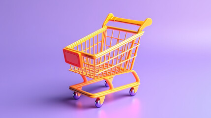 3d Shopping Trolley, Shopping Online Concept. Generative Ai