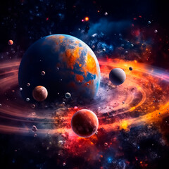 planet in space, astronomy, space research, science, generative ai, generated with ai , ai 