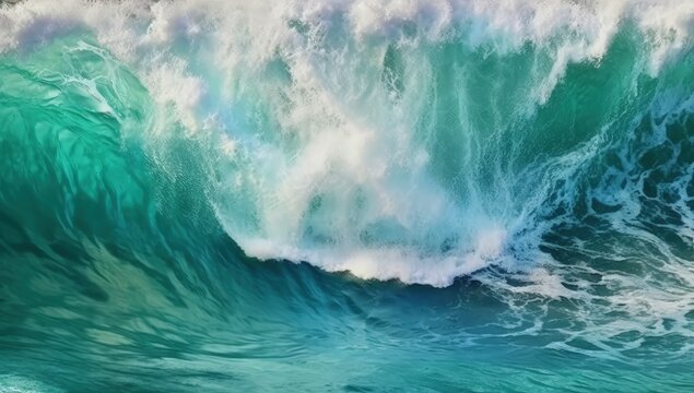 A painting of a large wave in the ocean. Created with Generative Ai Technology