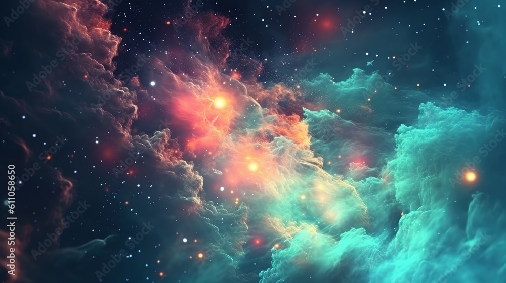 Wall mural stary night cosmos. universe science astronomy. colorful space galaxy cloud nebula. generative ai fo