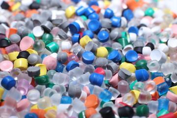 Fototapeta na wymiar Industrial waste of plastic polymer granules for backgruond.
