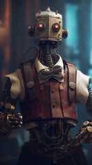 Vintage Robot Wearing Suit, generative ai