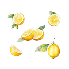 Watercolor Style Cut-off Lemon Illustration