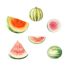 Watercolor Style Cut-off Watermelon Illustration