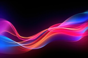 Vibrant neon color in dark background with smooth line and blur motion. Abstract background created with Generative Ai Technology