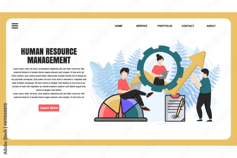 Poster flat design concept human resource management for website and landing page template. perfect for web