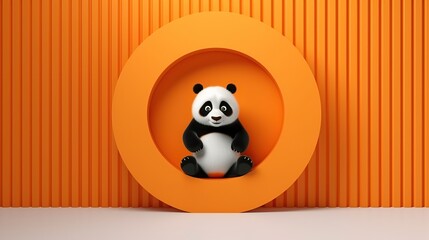 Giant panda 3D rendering. Generative AI