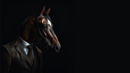 Fototapeta na wymiar Horse in suit, Generative AI