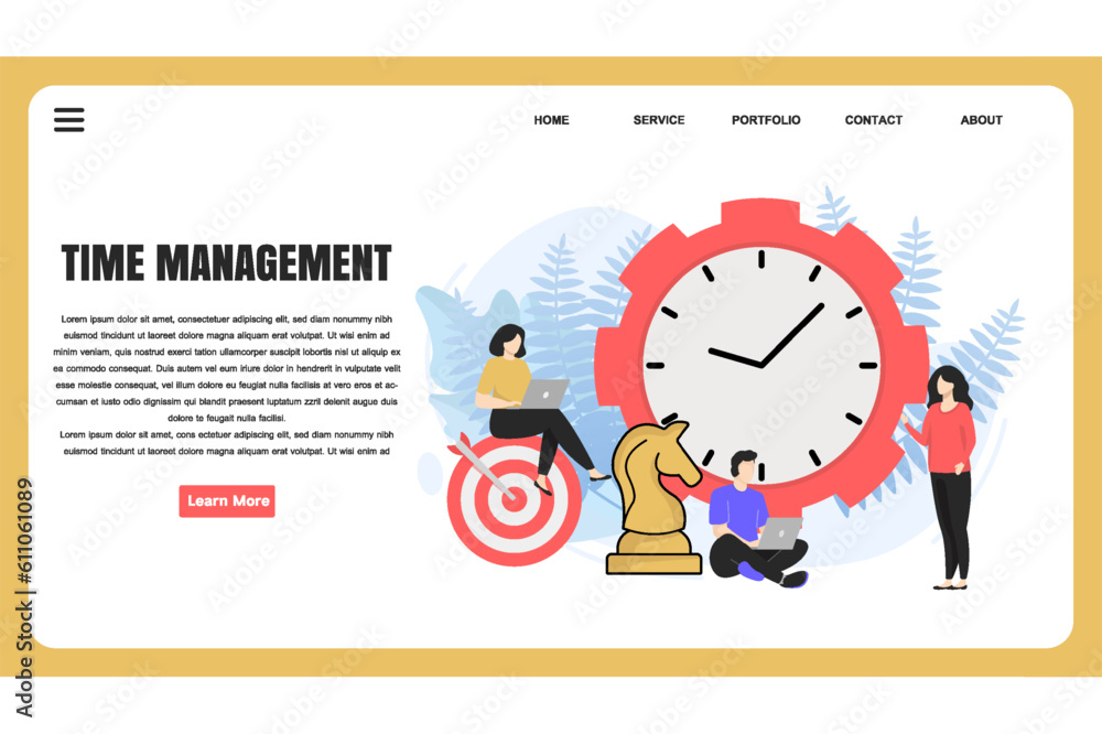 Poster flat design concept time management for website and landing page template. perfect for web page desi