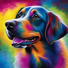 colorful dog painting