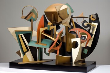 cubist sculpture, with various geometric shapes and lines, created with generative ai