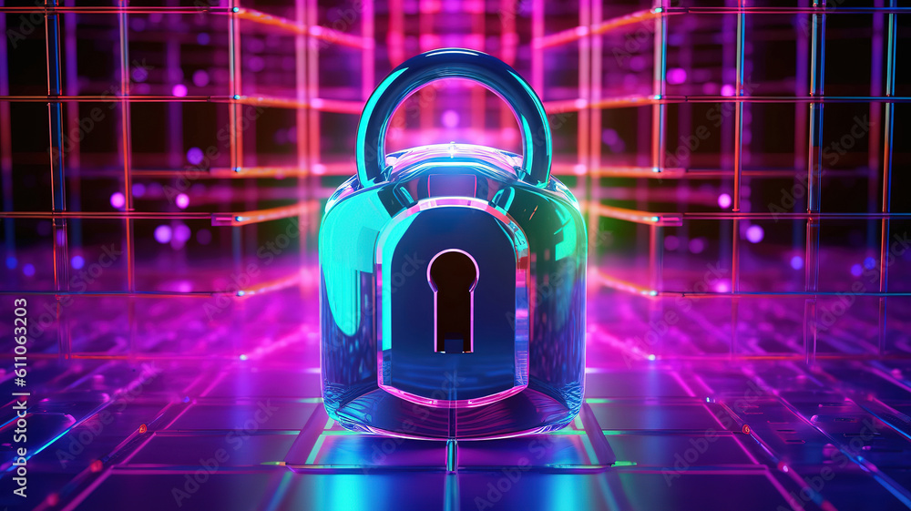 Poster concept of cyber security, information security and encryption. generative ai