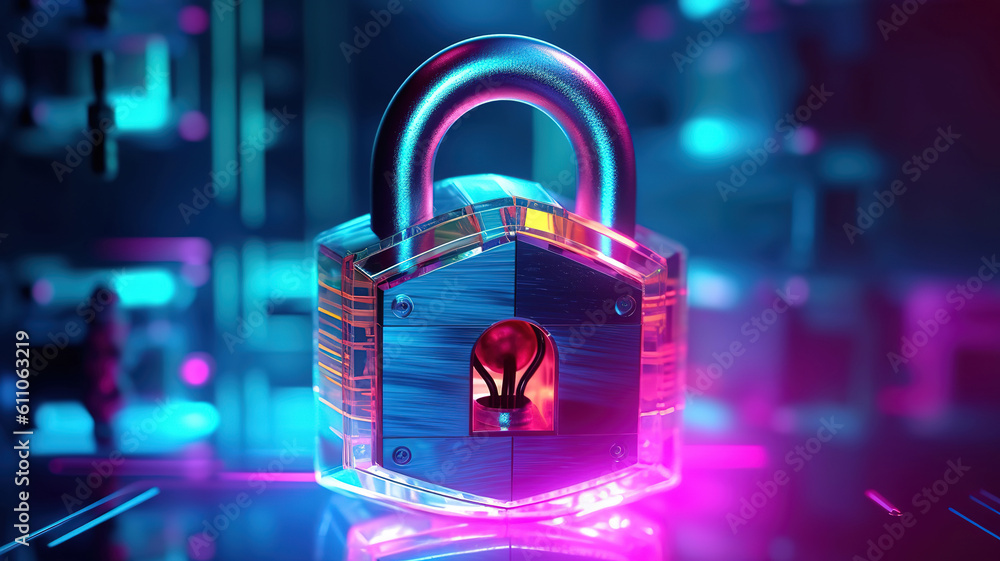 Poster cybersecurity concept, user privacy security and encryption. generative ai