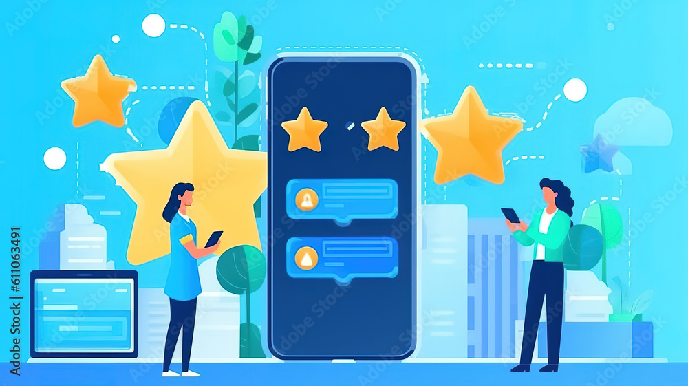 Poster user give rating to service experience on online application. generative ai