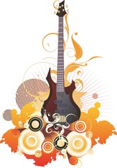 Guitars of different colors and styles