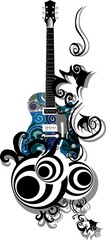 Guitars of different colors and styles
