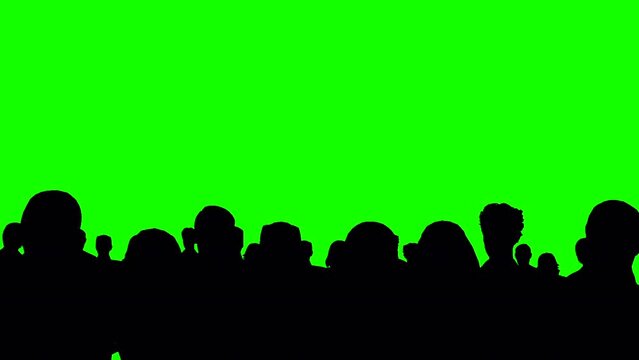 Crowd silhouette rear view green screen