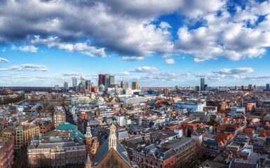 Fototapeta na wymiar The Hague City Skyline with urban skycrapers