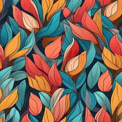 Flowers minimal seamless repeat pattern, colorful flower art [Generative AI]
