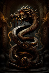 Fototapeta na wymiar Egyptian mythology, a huge serpent monster. Generative AI