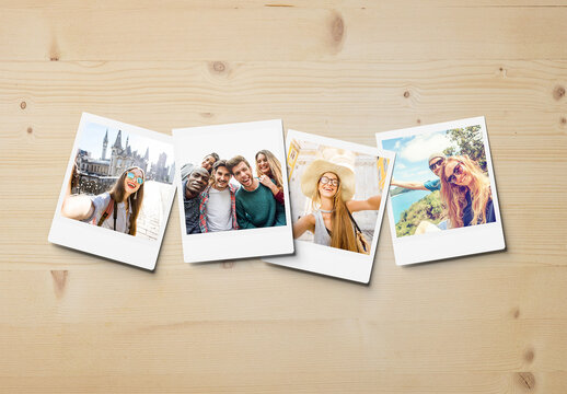 Movable Instant Photo Collage Mockup