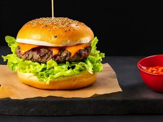 tasty burger by generator ai 