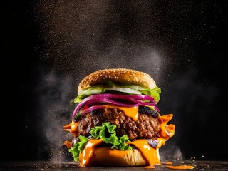 tasty burger by generator ai 