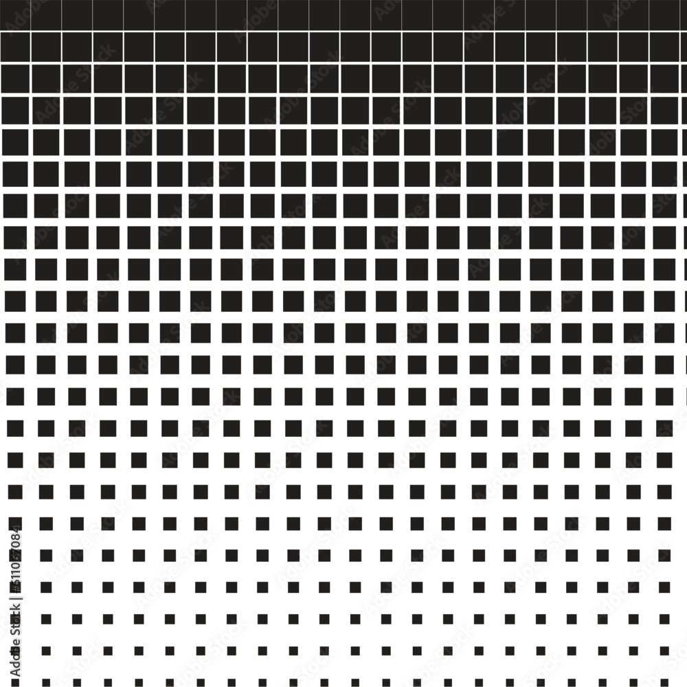 Poster abstract seamless big to small black square halftone pattern.