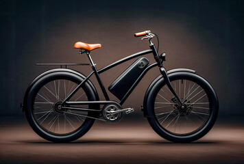 Fototapeta na wymiar a black electric bicycle on isolate background, generative ai