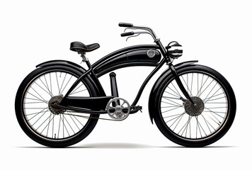 a black electric bicycle on isolate background, generative ai