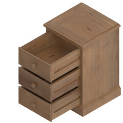 3D rendering illustration of a 3 drawer bedside