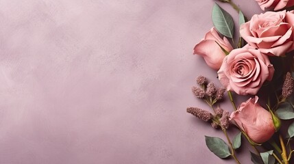 pink background with Dusty rose flowers - copyspace mockup created using generative Ai tools