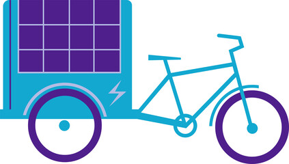 Cargo Bike electric with solar battery icon illustration