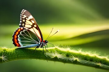 Fototapeta na wymiar butterfly on a flower generative ai technology