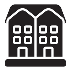 semi detached glyph icon