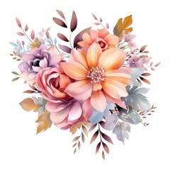 A watercolor-style floral design with soft and blended colors, evoking a sense of artistic beauty and creativity. Generative AI. 