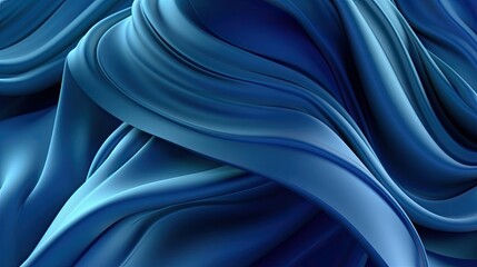 Fototapeta premium Abstract fashion background with blue wavy ribbons, folded cloth macro. Created with Generative Ai Technology