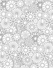 seamless floral pattern coloring book page for adult