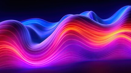 Obraz premium Abstract background of glowing neon wavy lines on the black background. Created with Generative Ai Technology