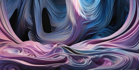 An abstract painting of blue, purple, and white swirls. Created with Generative Ai Technology