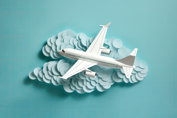 an airplane with clouds, travel concept