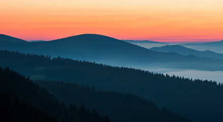 beautiful orange and blue sunset fairy tale landscape perfect sunny day with white clouds
