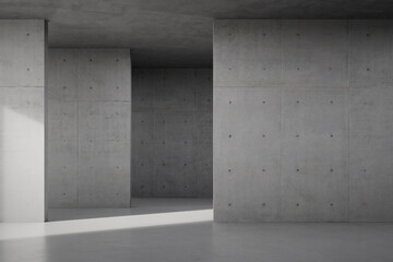 Empty concrete wall. 3d rendering of abstract interior space.
