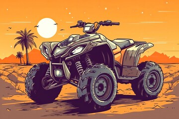Quad bike Illustration. ATV illustration. Transport. Generative AI